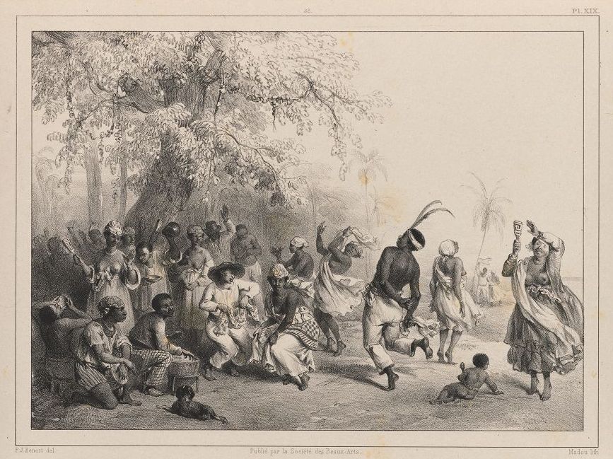 Pierre-Jacques Benoit, scène de danse d'esclaves au Surinam, 1839